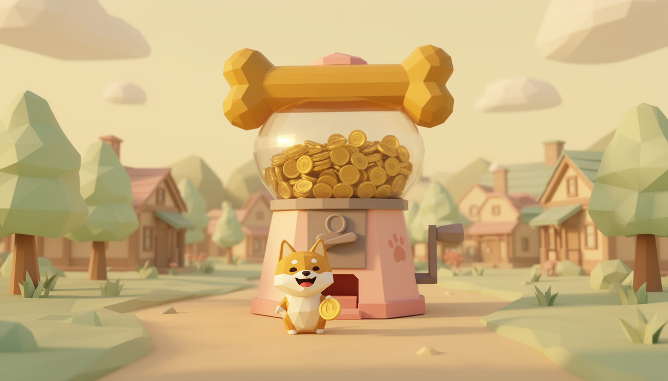 Chairpup beside the currency mint